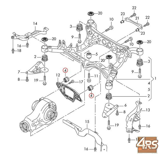 034Motorsport Rear Differential Carrier Mount Insert Kit For B8 Audi A4/S4/RS4, A5/S5/RS5, Q5/SQ5 & C7 Audi A6/S6/RS6, A7/S7/RS7 - 034-505-2016