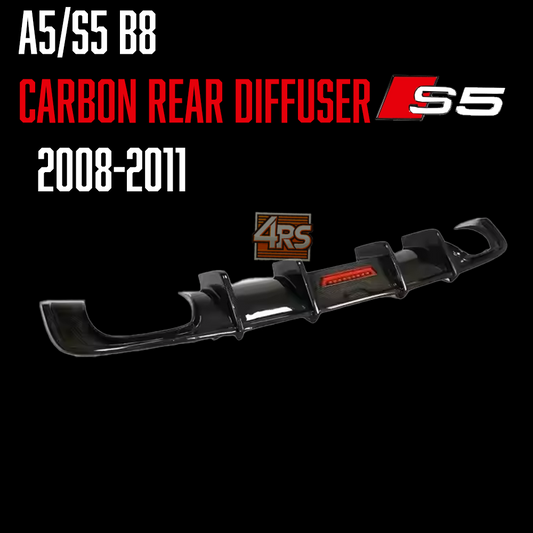 A5/S5 B8 Carbon Fiber Rear Diffuser with Integrated Light 2008-2011